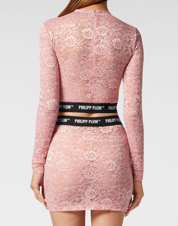 Shoulder Pads Cropped Top Lace