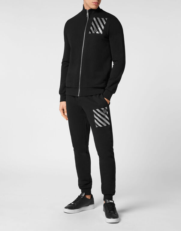 Jogging Tracksuit: Top/Trousers with Crystals Rainbow Stripes