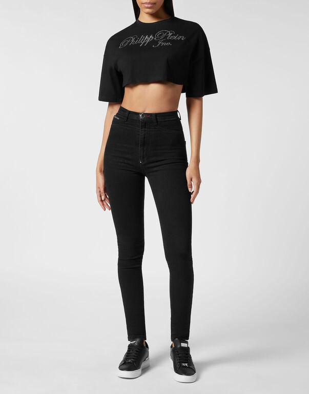 Cropped T-shirt with Crystals Philipp Plein TM