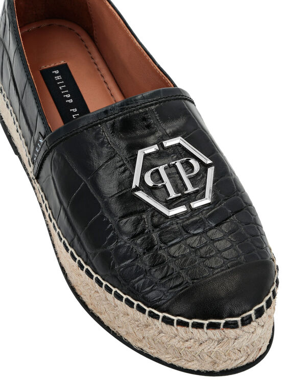 Croco Printed Leather Espadrilles