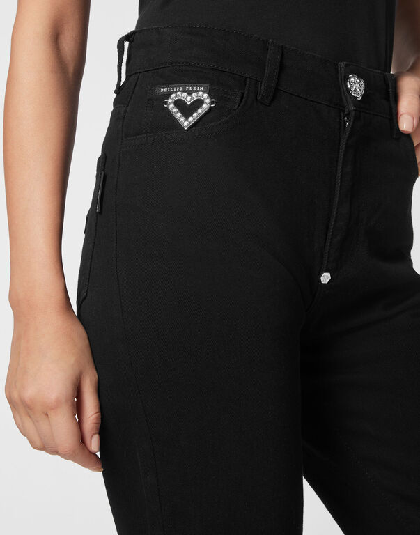 Crystal Denim Mom Fit Trousers Heart