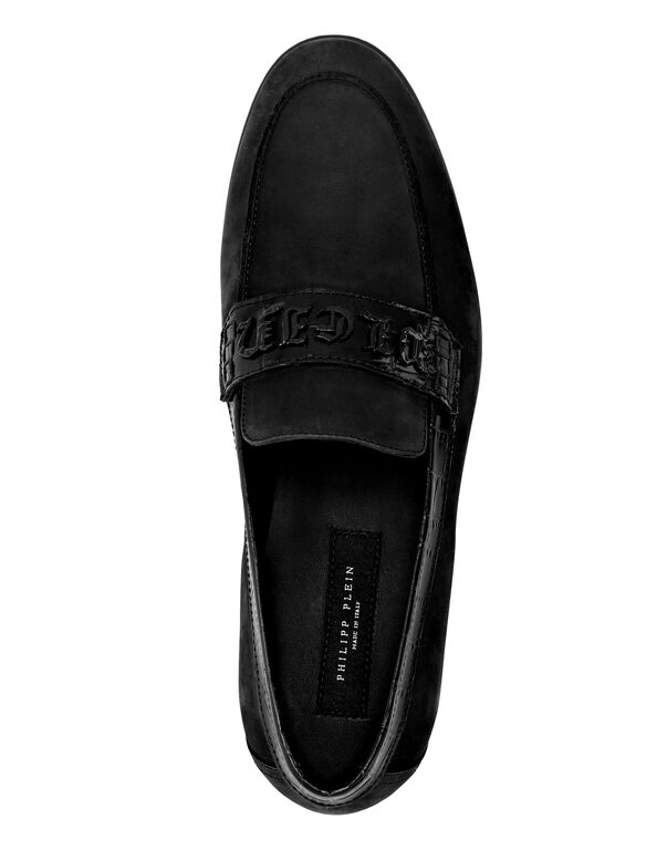 Croco Printed Suede Loafers