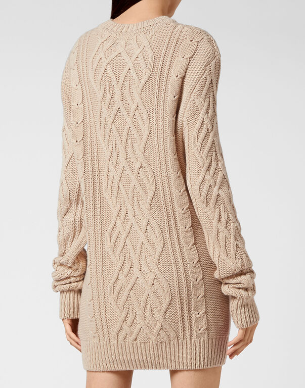 Cashmere 5 Pullover Round Neck LS Crystal Cable