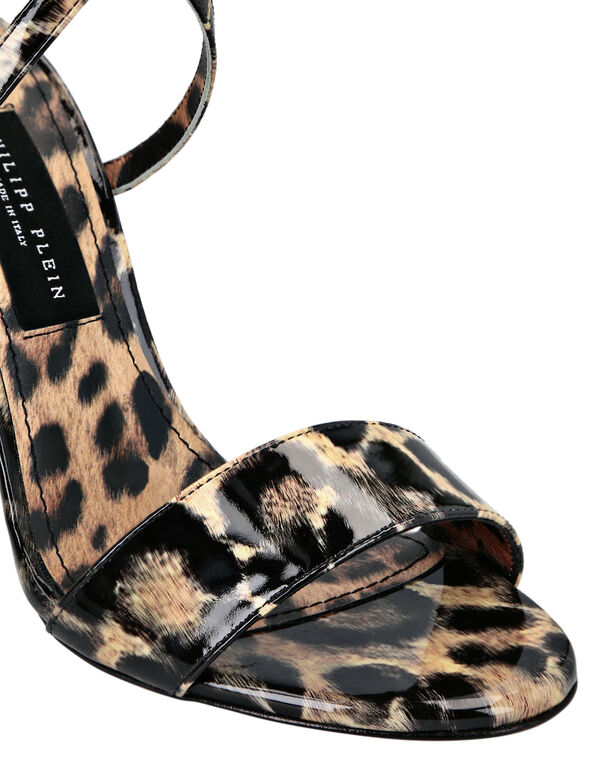 Patent Leather Open Toe Hi-Heels Leopard