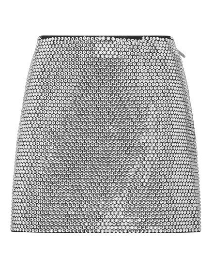 Leather Mini Skirt Crystal