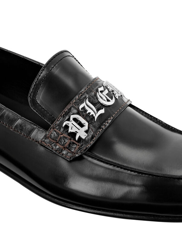 Croco Printed Leather Loafers