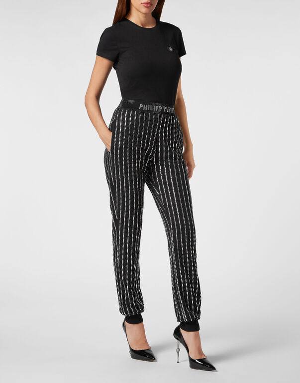 Jogging Trousers Crystal Pinstripe
