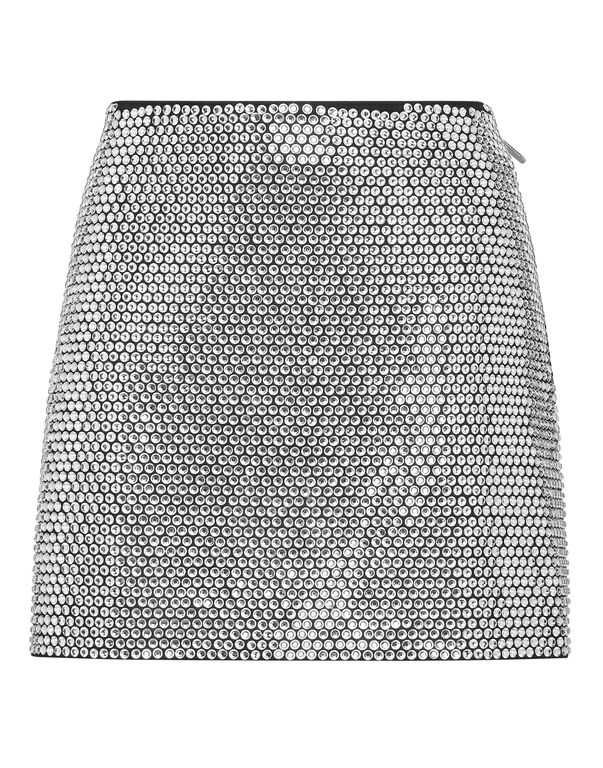 Leather Mini Skirt Crystal