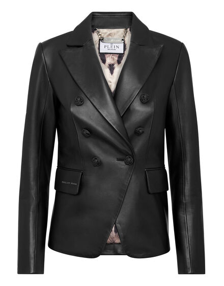 Leather Fitted Blazer