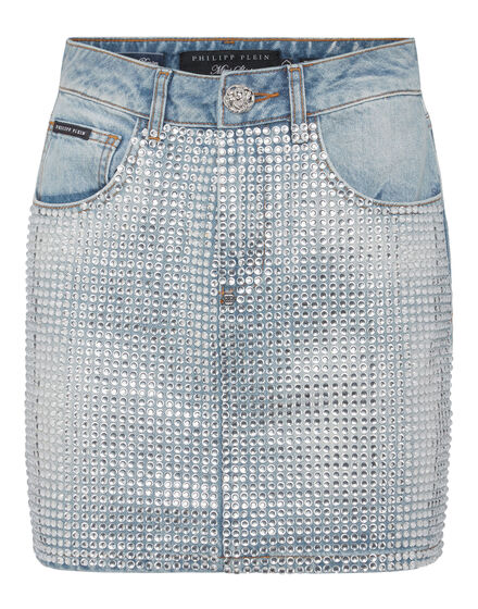 Denim Mini Skirt Crystal