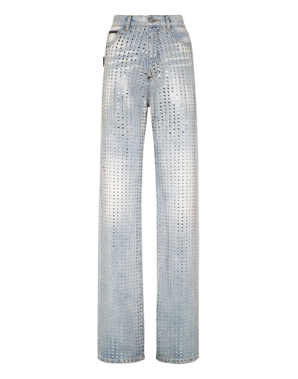 Denim Trousers Palace Fit Crystal Pinstripe