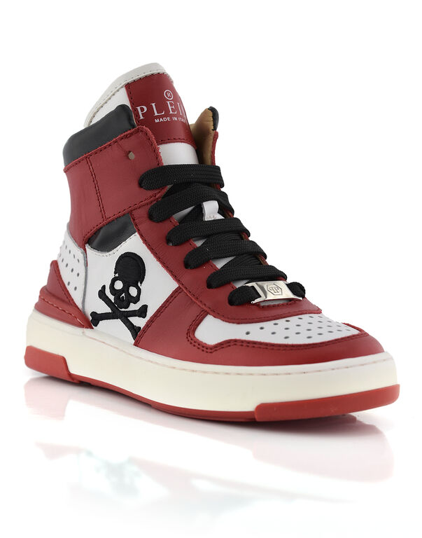 SNEAKERS HIGH TOP BOX SOLE LACE EMBROIDERY SKULL