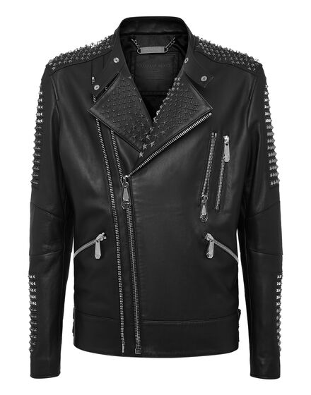 Leather Biker Jacket Stars