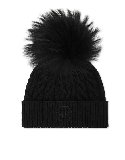 Wool Beanie with Real Fur