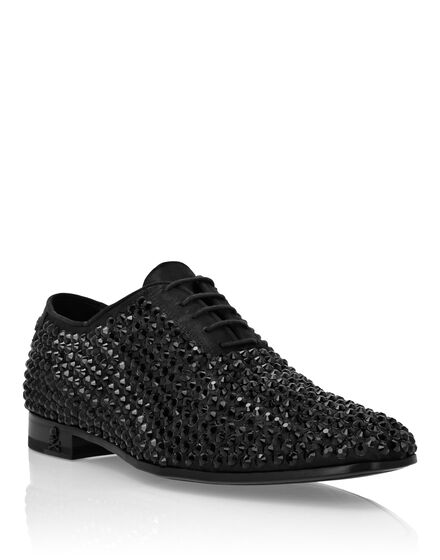 Strass Satin Lace Up Shoes Skull&Bones