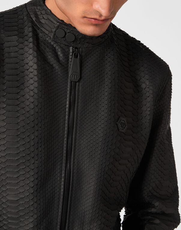 Python Leather Moto Jacket