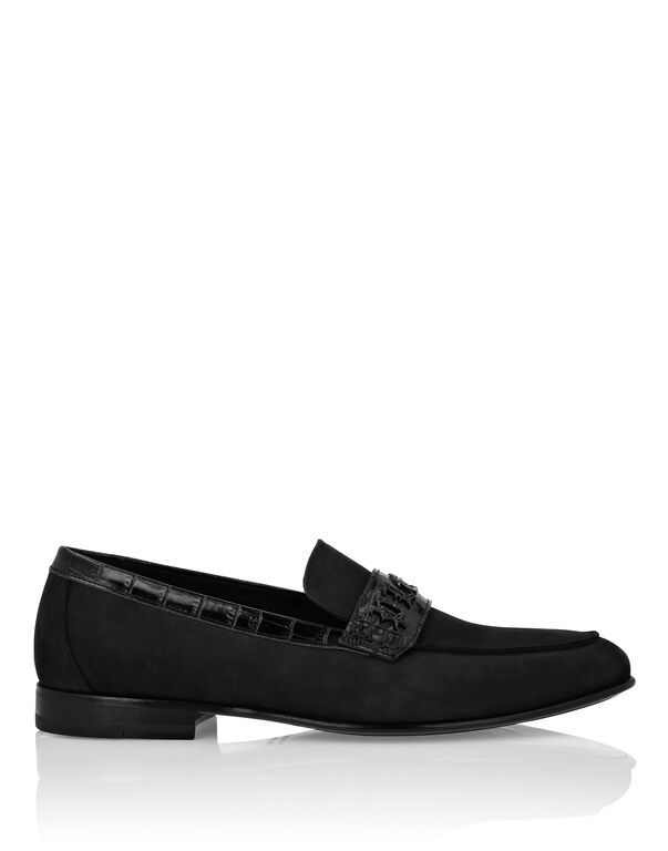 Croco Printed Suede Loafers