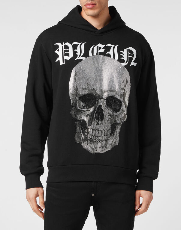 Hoodie Sweatshirt with Crystals Skull