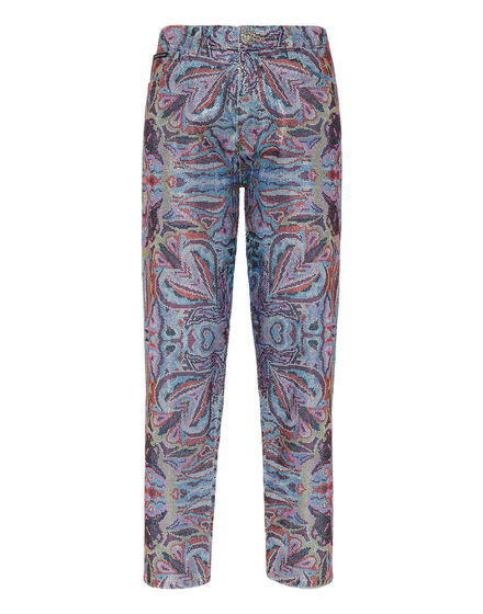Denim Trousers Mom Fit Crystal Colorful Circus