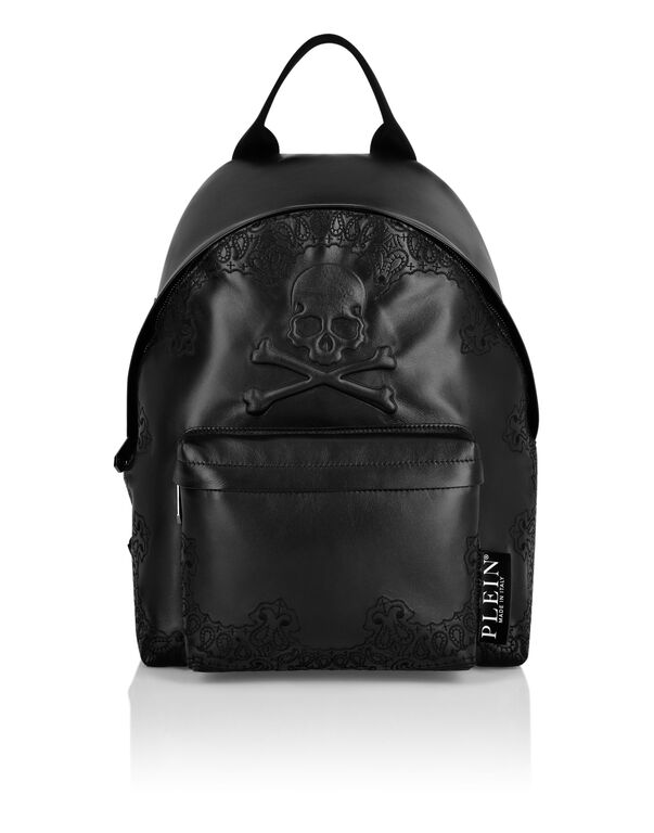 Embroidered Leather Backpack Paisley