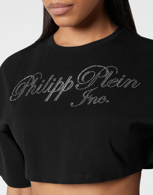 Cropped T-shirt with Crystals Philipp Plein TM