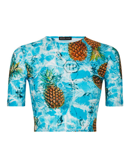 T-shirt Round Neck SS Crop Pineapple Skies