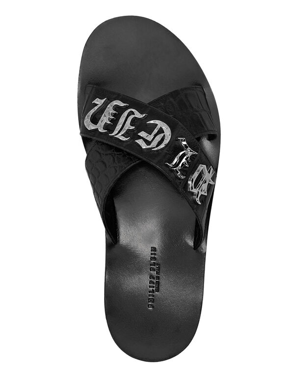 Flat Crocco Printed Sandals