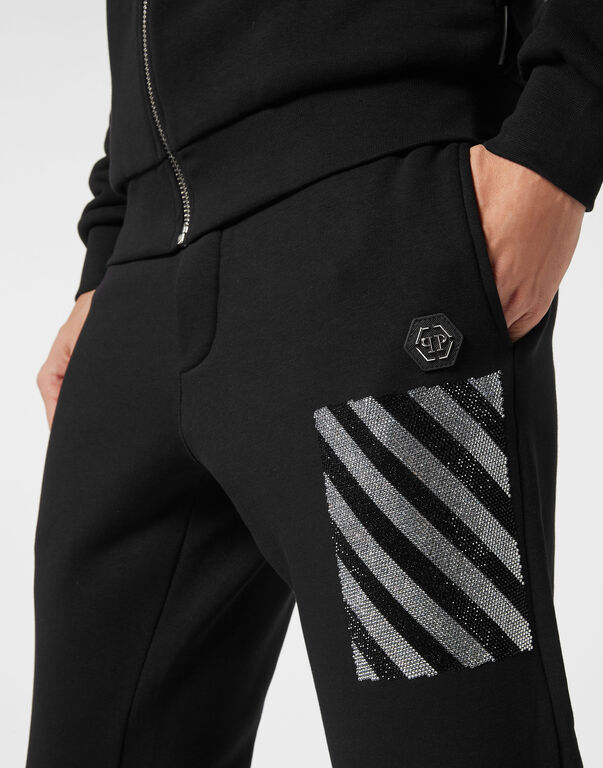 Jogging Tracksuit: Top/Trousers with Crystals Rainbow Stripes