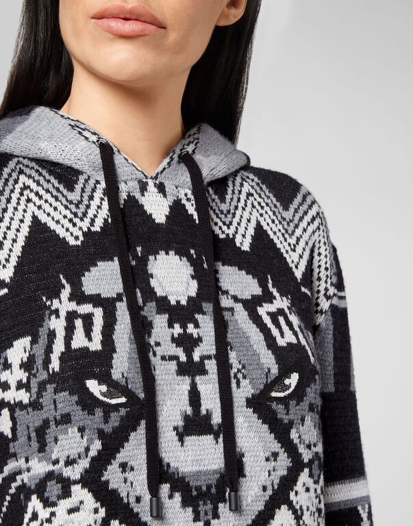 Wool Hoodie Sweater Fringe Navajo