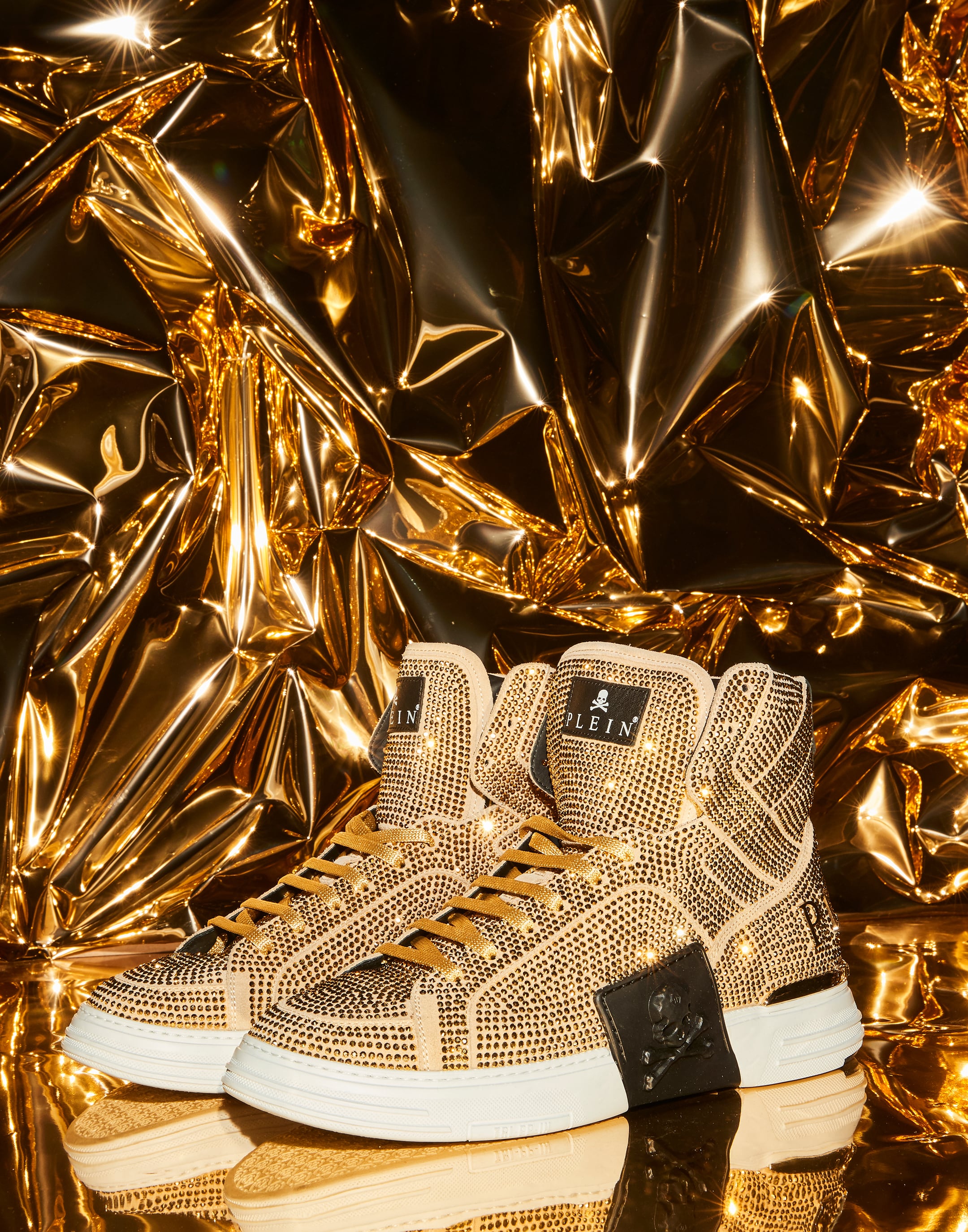 PHANTOM KICK$ Hi-Top Sneakers Gold 